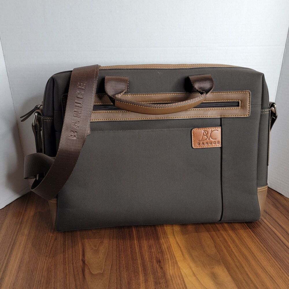 Banuce Laptop Travel Shoulder Adjustable Removable Strap Canvas Bag Brown Tan